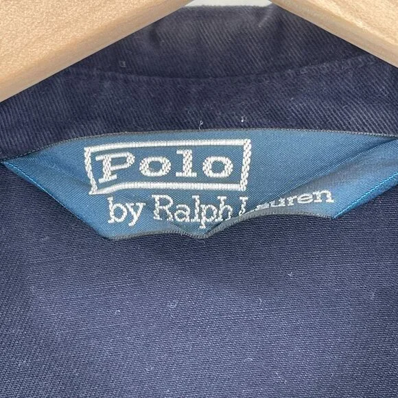 Vintage Polo Ralph Lauren Bomber Jacket Full Zip Up Front Coat Large Blue - Picture 6 of 8